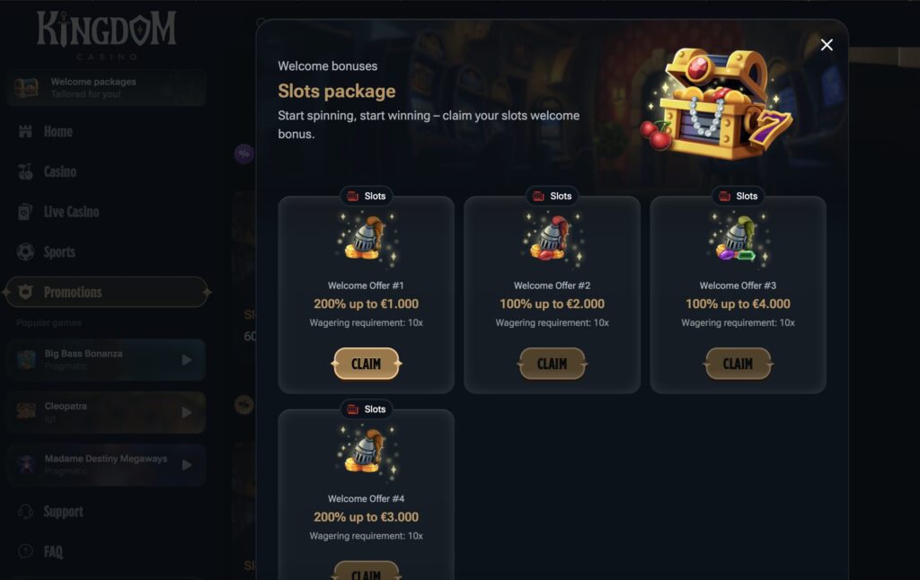 USA casino for UK players bonus package